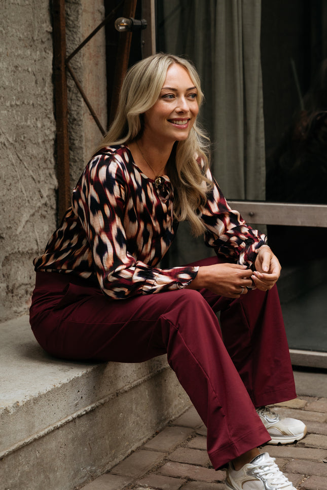 Blouse Melina Faded Small Wine Red Multi BL396