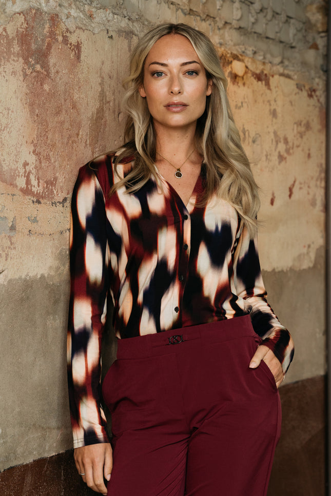 Blouse Vayen Faded Big Wine Red Multi BL402