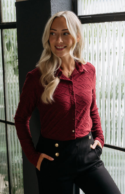 Blouse Lotte Jacquard Wine Red BL403