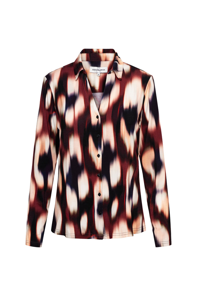 Blouse Vayen Faded Big Wine Red Multi BL402