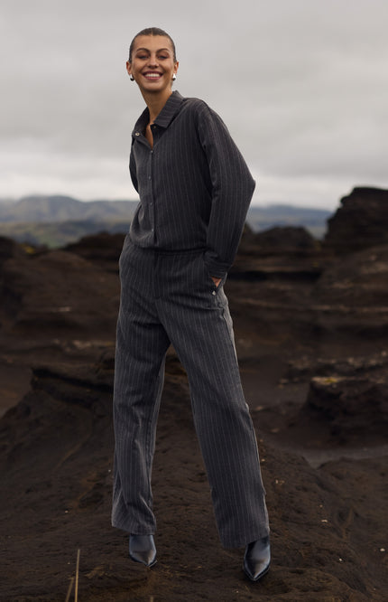 Broek Fenna Stripe Strass Antracite NKF09032