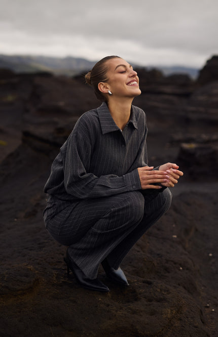 Broek Fenna Stripe Strass Antracite NKF09032