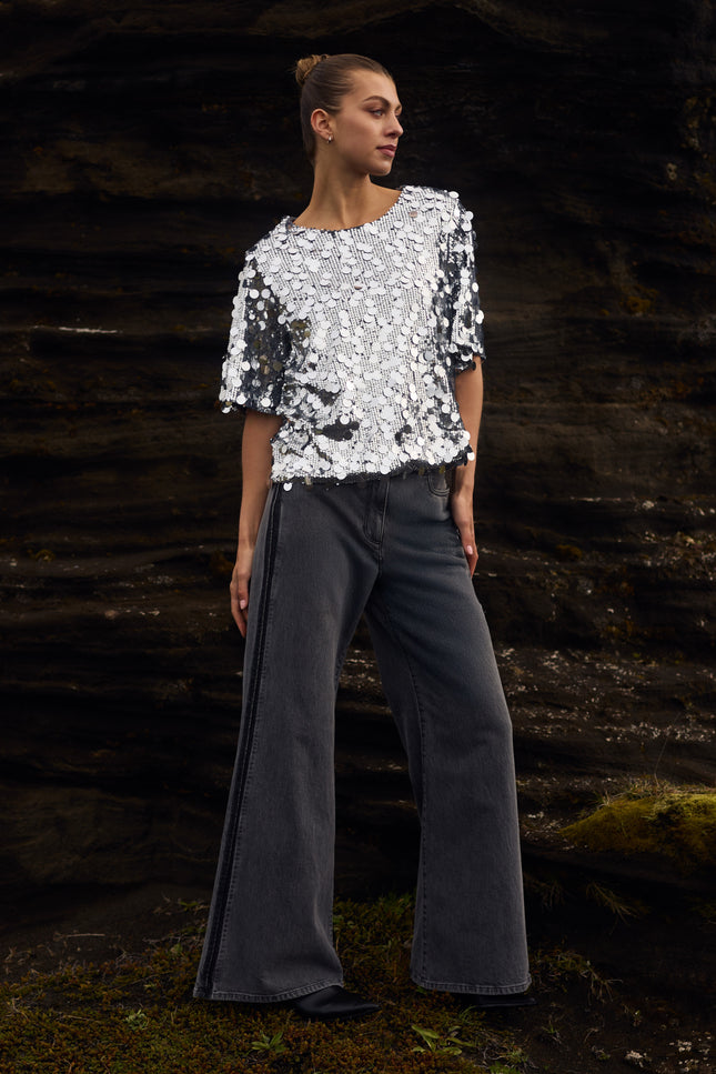 Jeans Ruby Denim Studs Grey Denim NKF09047