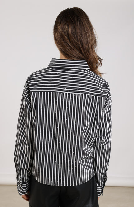 Blouse Tessa Strass Offwhite Black NKF02015