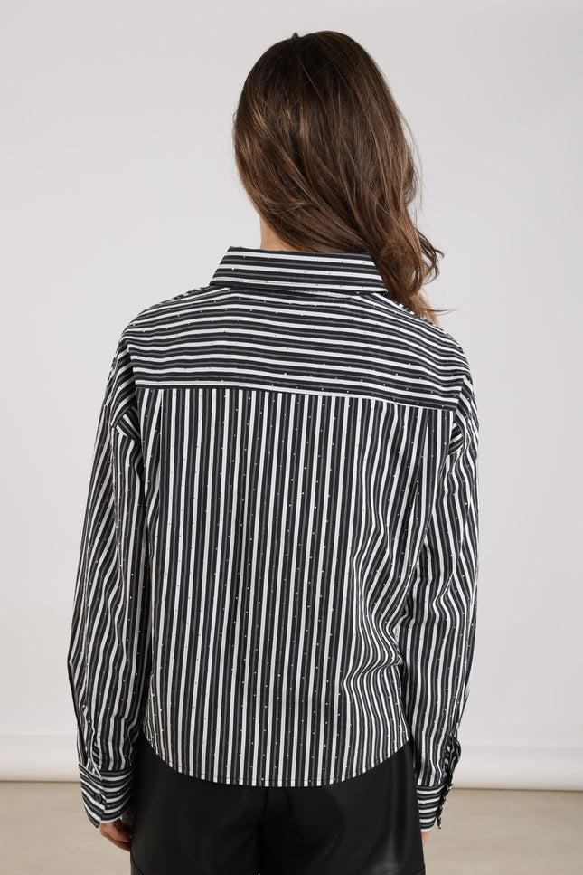 Blouse Tessa Strass Offwhite Black NKF02015