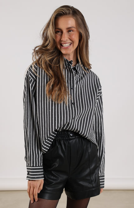 Blouse Tessa Strass Offwhite Black NKF02015