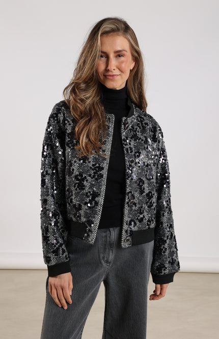 Jacket Mia Paillet Offwhite Black NKF13048