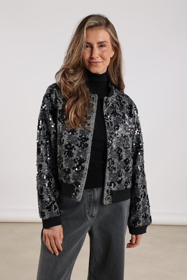 Jacket Mia Paillet Offwhite Black NKF13048