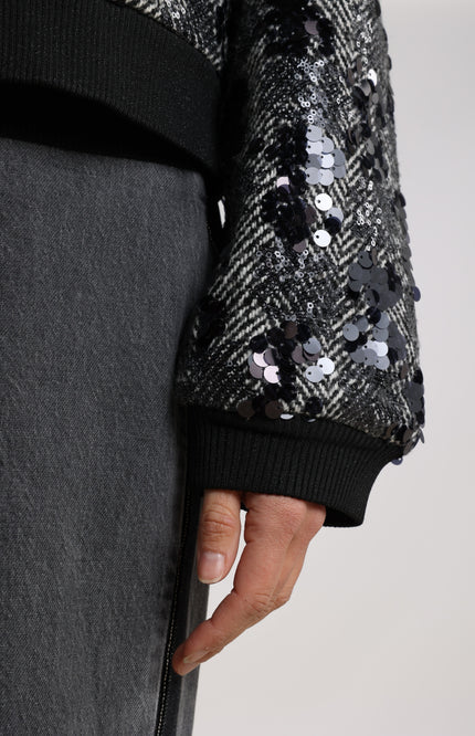 Jacket Mia Paillet Offwhite Black NKF13048