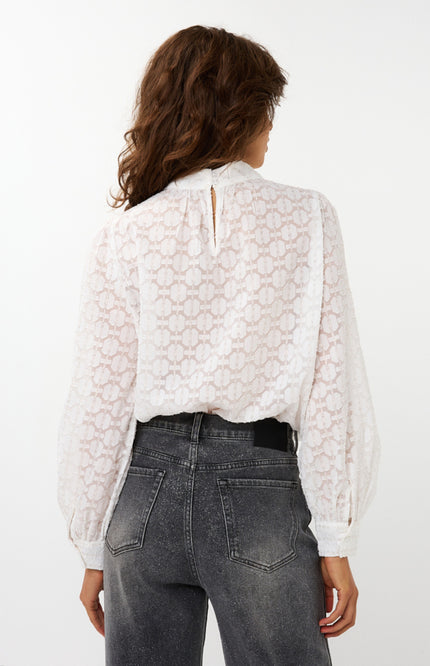 Blouse Turtle Neck Plumetis Offwhite W25.28700