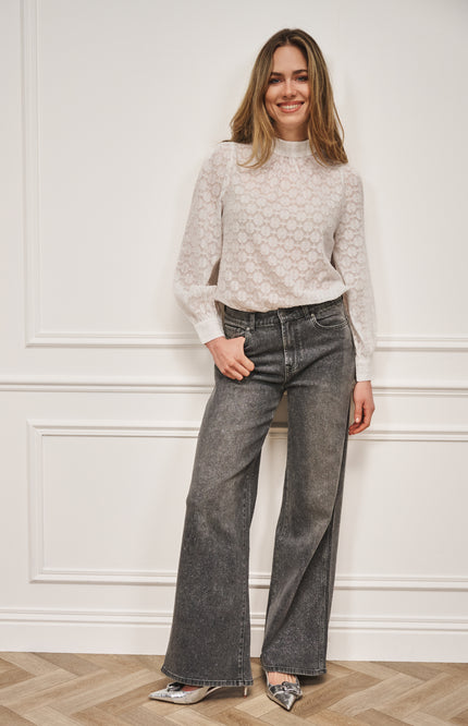 Blouse Turtle Neck Plumetis Offwhite W25.28700