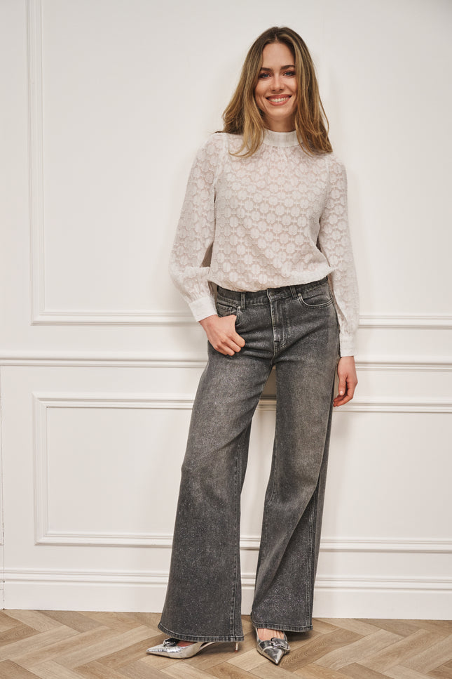 Blouse Turtle Neck Plumetis Offwhite W25.28700