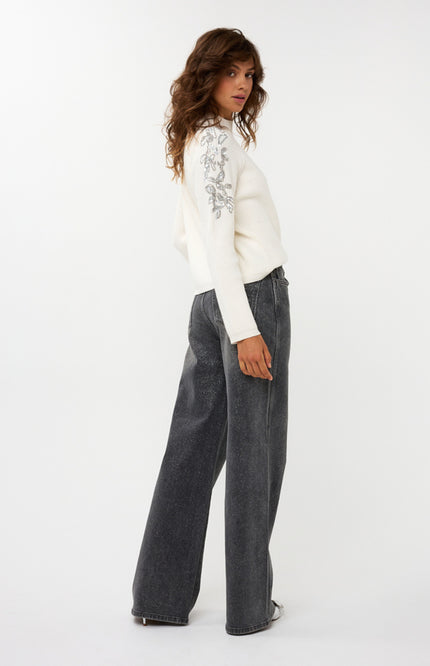 Sweater Rib Shoulder Sequins Offwhite W25.27712