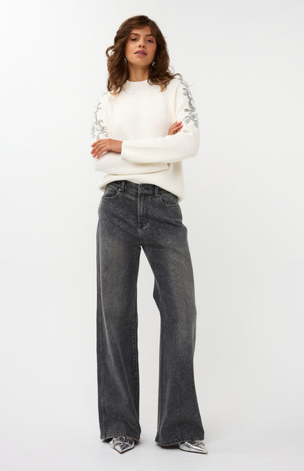 Sweater Rib Shoulder Sequins Offwhite W25.27712