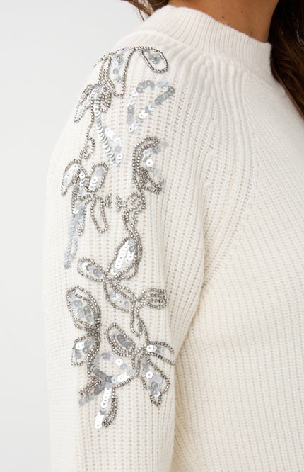 Sweater Rib Shoulder Sequins Offwhite W25.27712