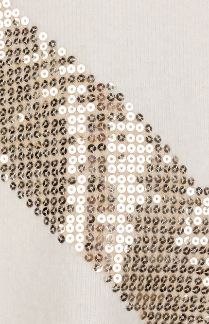 Sweater Diagonal Sequins Offwhite Sand W25.27705