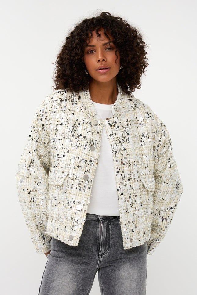Jacket Bomber Sequins Offwhite W25.19702