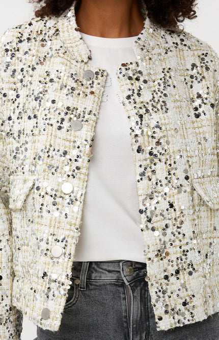 Jacket Bomber Sequins Offwhite W25.19702