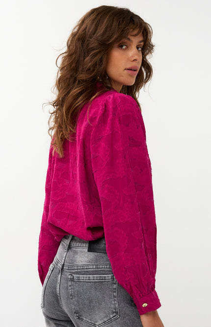 Blouse Flower Jacquard Maroon W25.15712