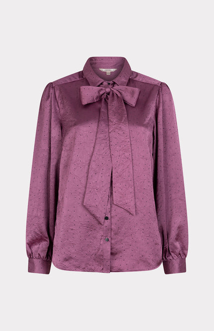 Blouse Bow Rhinestones Maroon W25.14713