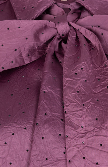 Blouse Bow Rhinestones Maroon W25.14713