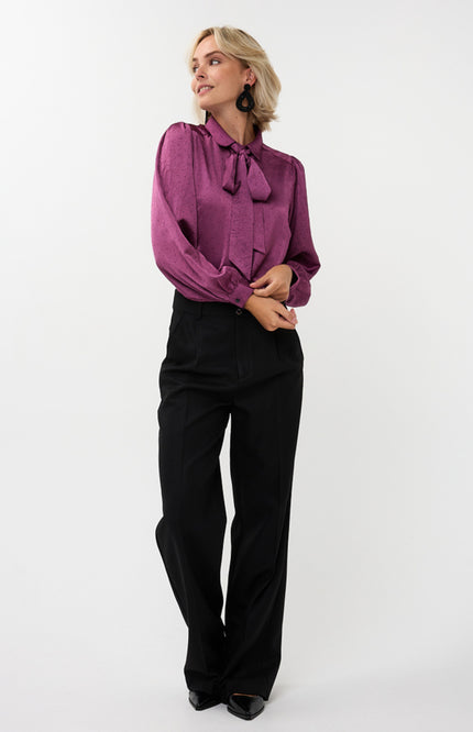 Blouse Bow Rhinestones Maroon W25.14713