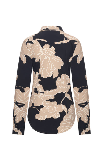 Travel Blouse Big Flower Print Black 60840