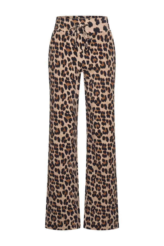 Travel Broek Flared Leopard Print Latte 202089
