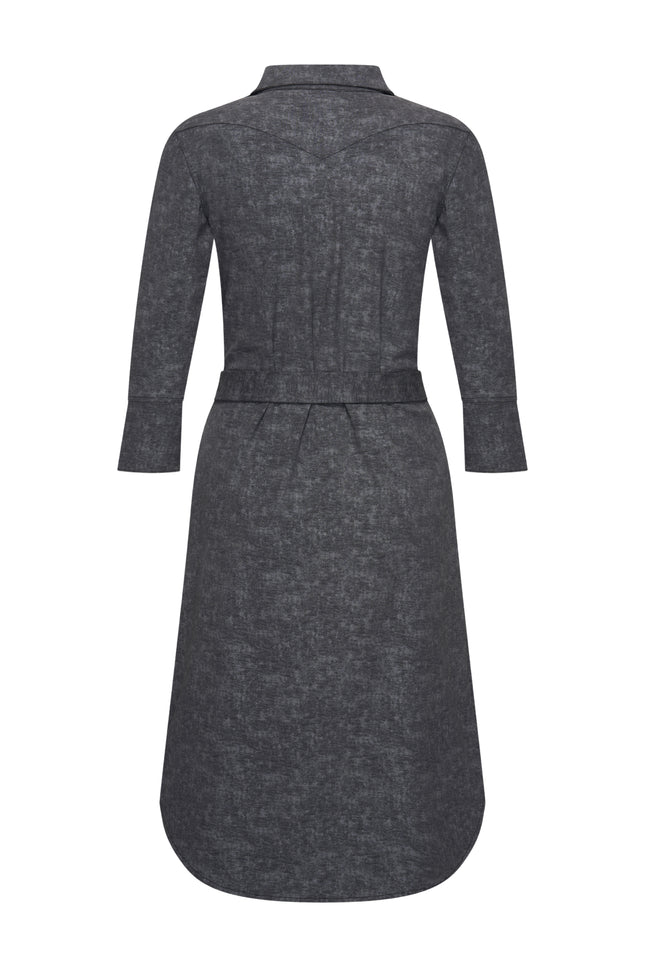 Mi Piace Travel Jurk Stone Foil Print Dark Grey 202092 Stretchshop.nl