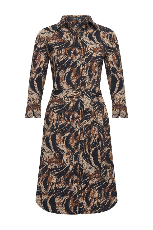 Travel Jurk Swirly Print Caramel 202092