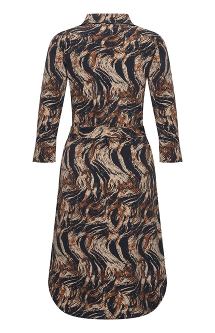 Travel Jurk Swirly Print Caramel 202092