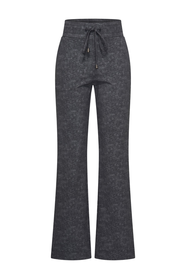 Heavy Travel Broek Flared Stone Foil Print Dark Grey 202136