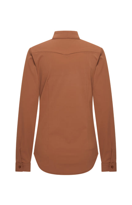 Travel Blouse Bow Caramel 202709