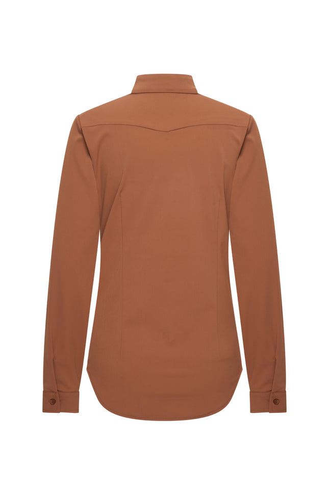 Mi Piace Travel Blouse Bow Caramel 202709 Stretchshop.nl