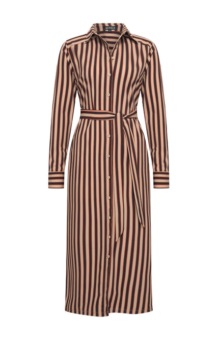 Travel Jurk Stripe Print Espresso Latte 202710