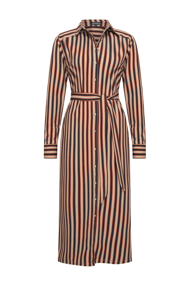 Travel Jurk Stripe Print Espresso Latte 202710