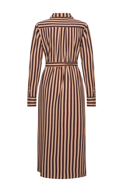 Travel Jurk Stripe Print Espresso Latte 202710