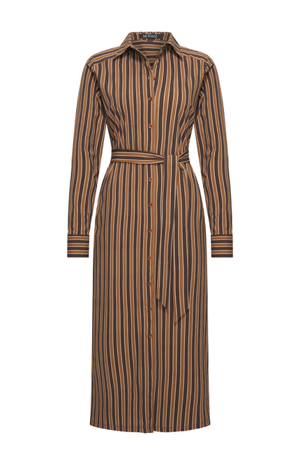 Travel Jurk Stripe Print Espresso Caramel 202710