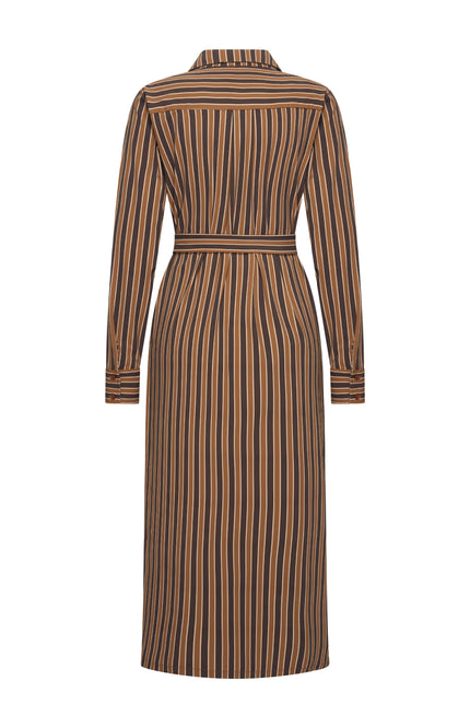 Travel Jurk Stripe Print Espresso Caramel 202710