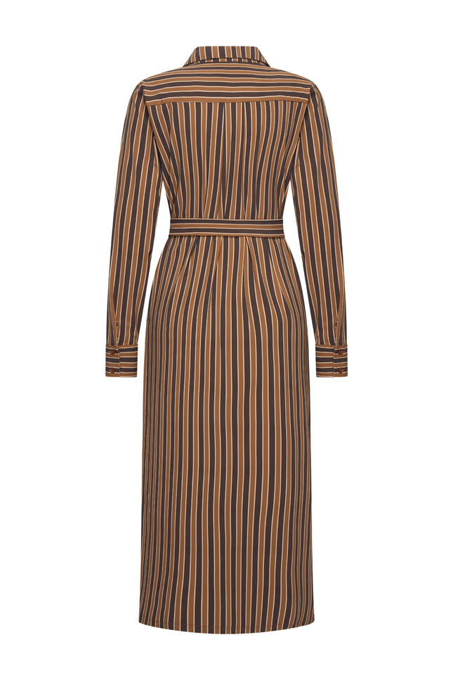 Travel Jurk Stripe Print Espresso Caramel 202710