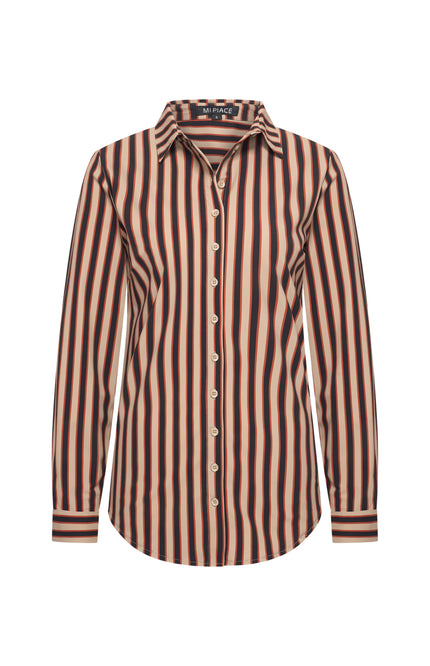 Travel Blouse Stripe Print Espresso Latte 202711