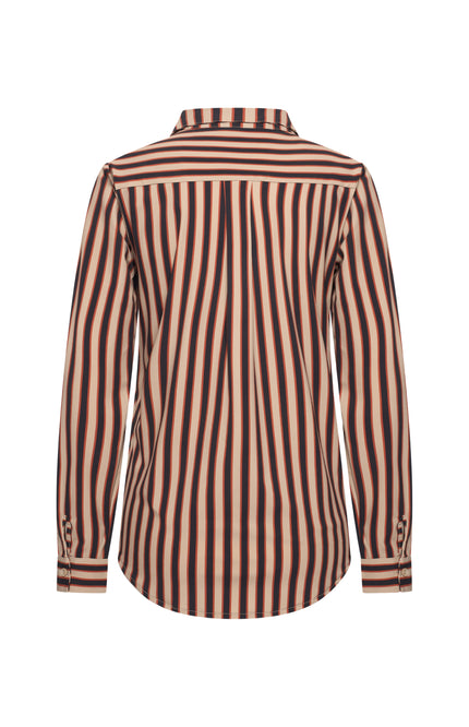 Travel Blouse Stripe Print Espresso Latte 202711