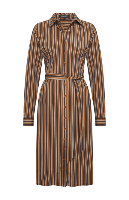 Travel Jurk Stripe Print Espresso Caramel 202733