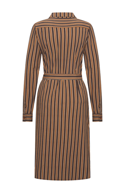 Travel Jurk Stripe Print Espresso Caramel 202733