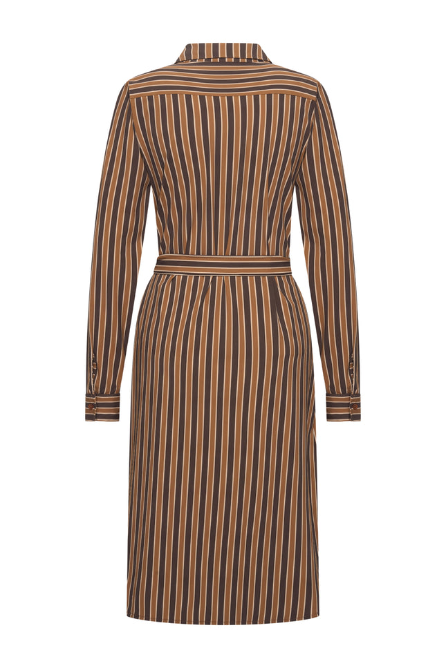Travel Jurk Stripe Print Espresso Caramel 202733