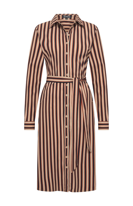 Mi Piace Travel Jurk Stripe Print Espresso Latte 202733 Stretchshop.nl