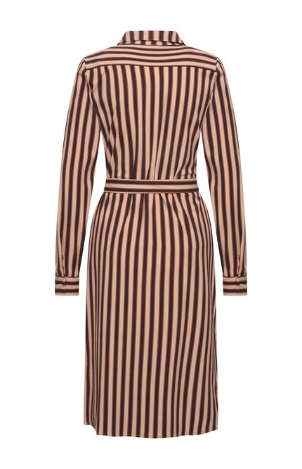 Mi Piace Travel Jurk Stripe Print Espresso Latte 202733 Stretchshop.nl