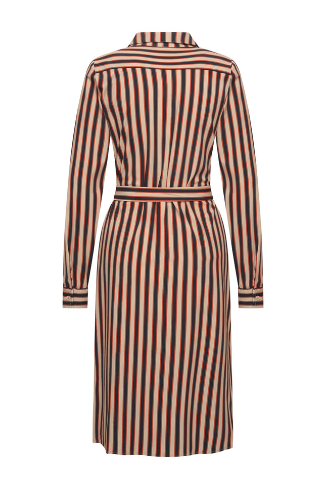 Travel Jurk Stripe Print Espresso Latte 202733