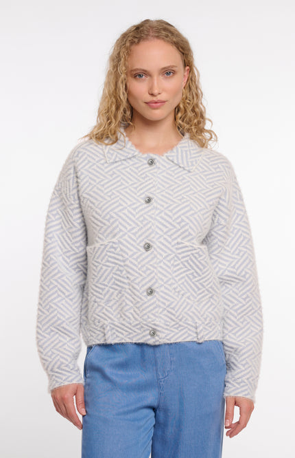 Rino & Pelle Jacket Bubbly Light Blue Graphic Stretchshop.nl