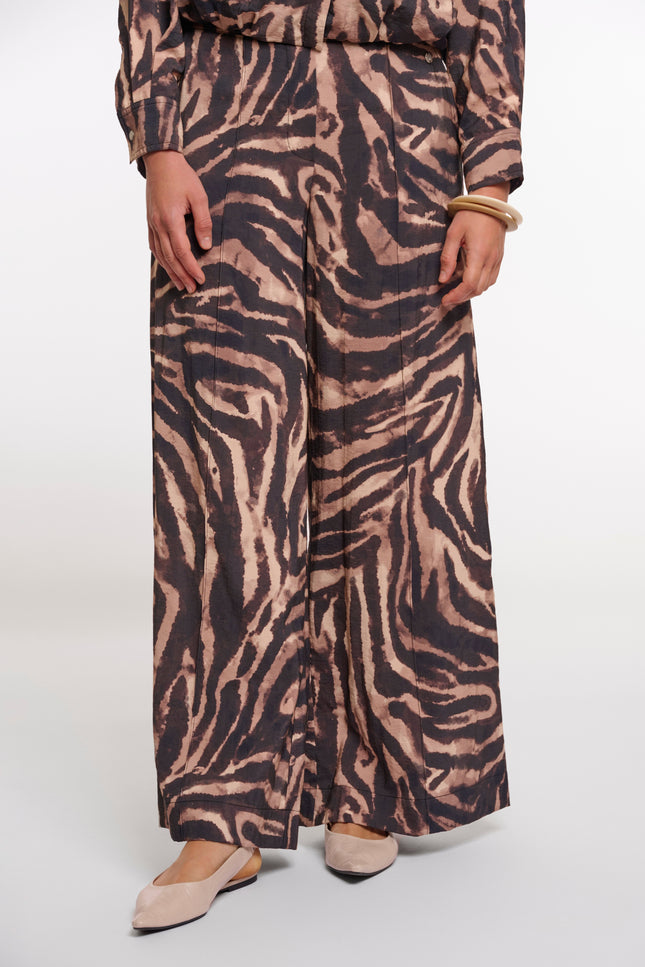 Rino & Pelle Broek Darja Brown Zebra Stretchshop.nl